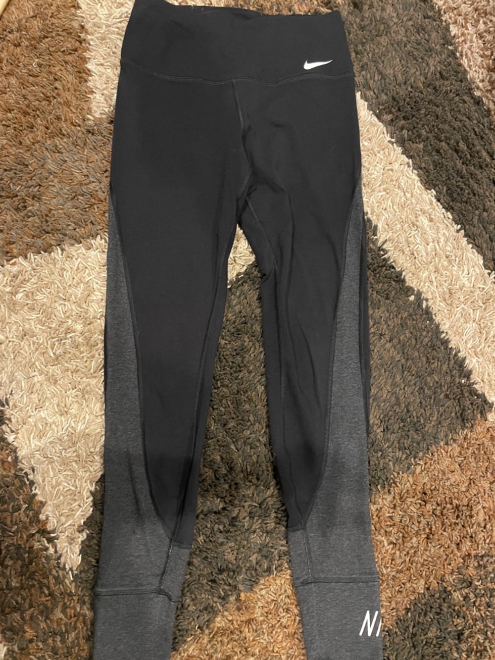 Nike Black and Dark Gray Colorblock Leggings